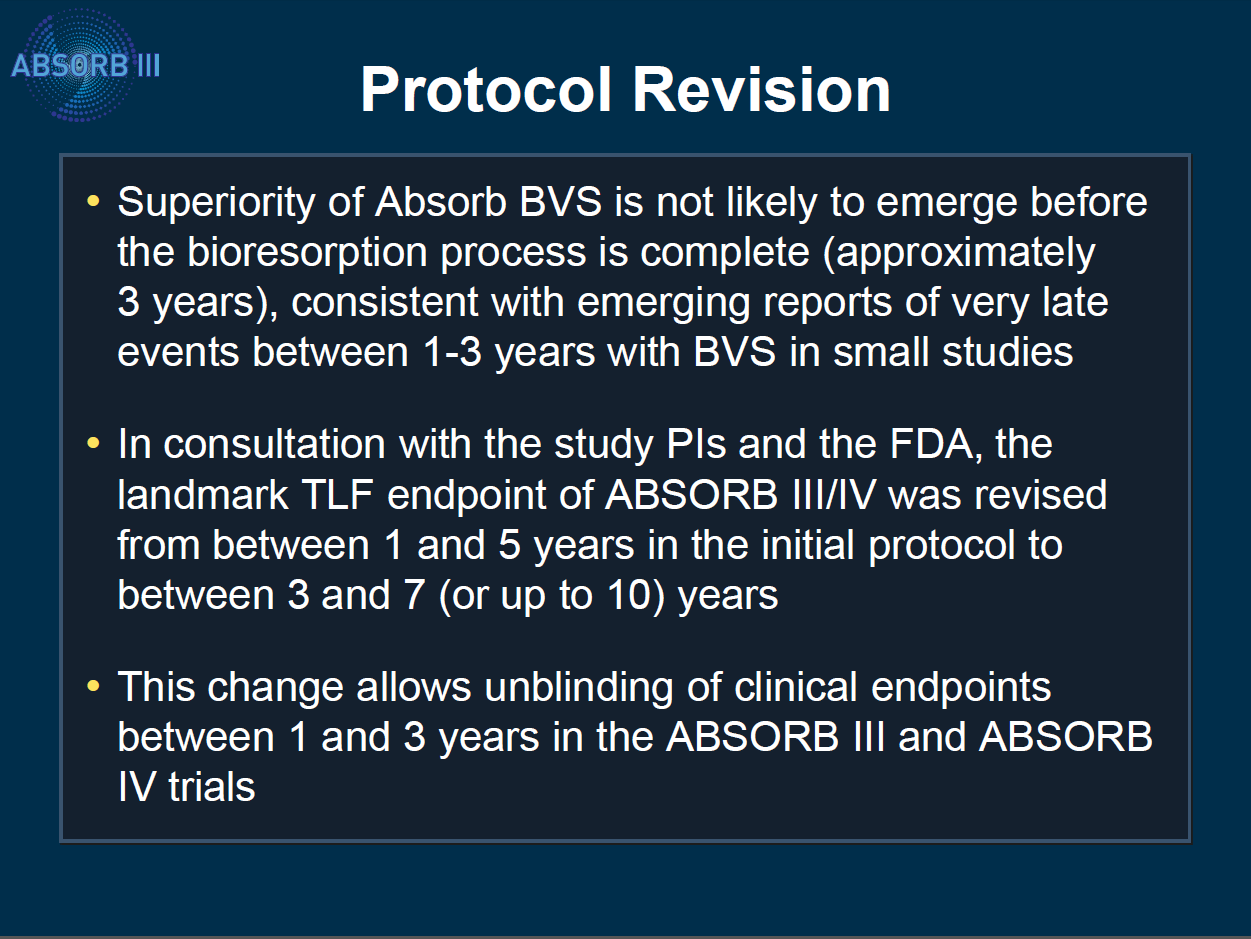 ABSORB III 研究2年随访结果公布：表现令人失望 同天FDA发出安全警示